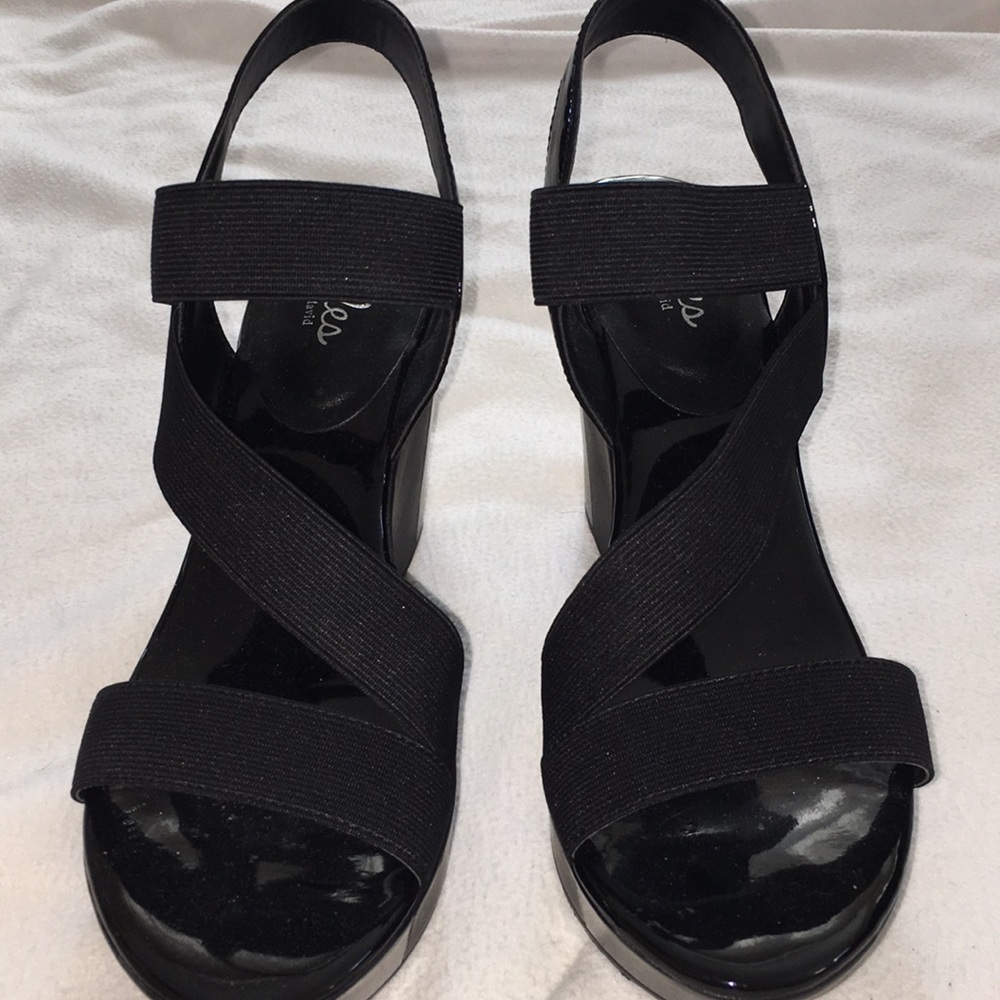 Black Strappy Wedges